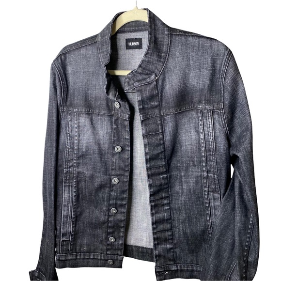 Hudson Jeans Moto Oversized Jacket Grey Black Denim Size Small - Picture 10 of 16